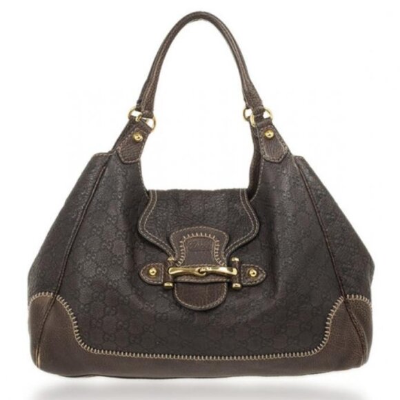 Pre-Loved GUCCI Guccissima Pelham Horsebit Large Shoulder Bag, Brown Leather - Picture 1 of 16